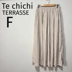 テチチテラス ドット柄 プリーツロングスカート ウエストゴム　ベージュ　Fのサムネイル