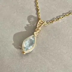 11月誕生石 スカイブルートパーズ ネックレス 14kgf サージカルステンレス