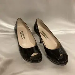 ルイヴィトン ブラウン エナメルオープントゥパンプス 23.5cm～24.0cm