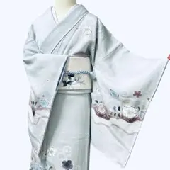 AA84愛華 着物 訪問着 箔 菊 手縫い仕立て 正絹 美品 - メルカリ