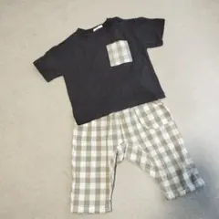 ペアマノン　120　Tシャツとチェック柄パンツ セットアップ