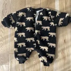 クマ柄 ブラック ボンバージャケット サイズ60 ロンパース