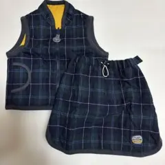 ネイビー系チェック ベスト&スカートセット