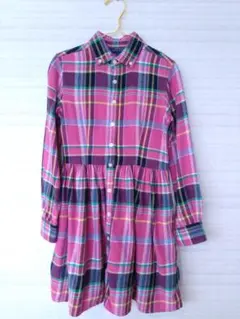 Polo Ralph Lauren 長袖ワンピース ピンク系チェック