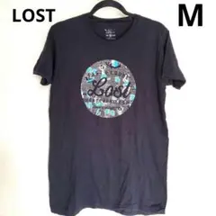 LOST【M】グラフィックプリント Tシャツ 黒