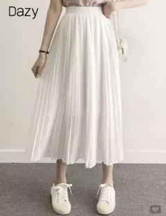SHEIN Dazy 無地 ホワイト ウエストゴム プリーツスカート