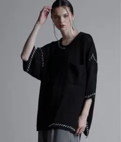 【Loose/ルース】ハンドステッチ ライトシアーメッシュ オーバーニット Mのサムネイル