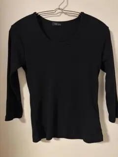 ブラック 七分袖 カットソー M