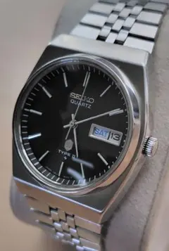 セイコー タイプ2 美品 ネイビー ガラス風防新品 電池新品 1977年製