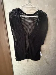 メッシュ編み ブラック Vネック トップス ベスト