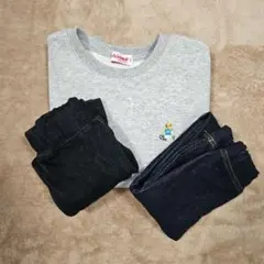 【ゆるだぼコーデ】3点セット トレーナー130 ＋ デニム100 2本