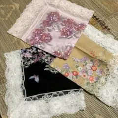 花柄レースハンカチセット　３枚セット