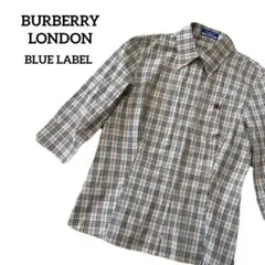 美品✨バーバリー ブルーレーベル ノバチェック 七分袖 ブラウス 38 サイズ