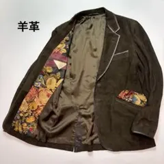 美品　Paul Smith 羊革スエード レザージャケット 花柄　ブラウンのサムネイル