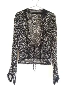 ANNA SUI 小花総柄　レース　カーディガン　ブラウス　レーヨン100%のサムネイル