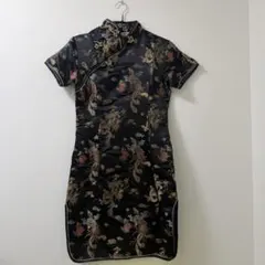 黒のドラゴン刺繍チャイナドレス Mサイズ