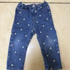 petit main デニムパンツ 80cm ミッキー柄