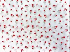 はぎれ ドール服生地　60ローン　ロリータ　チョウリボンくまバック　ホワイト