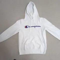 Champion ホワイト フード付きパーカー