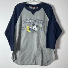 usa古着 90s Disneyノースリーブ L ダークテイストミッキー グレー 