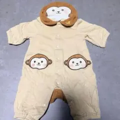 おさるさん　カバーオール　ベビーロンパース　50〜60cm