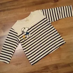 プティマイン 100 長袖 カットソー ロンT スヌーピー グレージュ