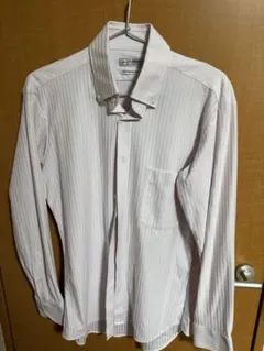 i-shirt 日本製 薄いピンクのストライプ　長袖シャツ39-82