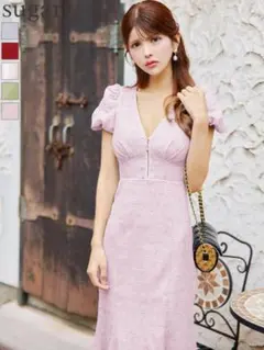 ディアバイローブドフルール ピンク キャバ ドレス ワンピース ミディアム丈 S