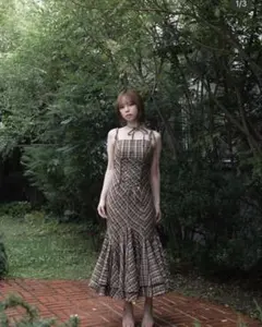 andmary Amelia check long dress beige - メルカリ