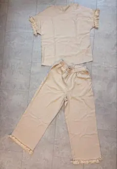 SHEIN フリンジ付きベージュセットアップ