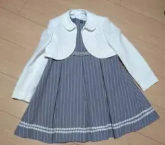 フォーマルドレス ジャケット 120 グレー　入学式　ワンピース　ホワイト　花