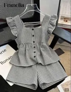 SHEIN Franclia チェック柄 セットアップ 半袖のサムネイル