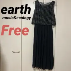 earth アース　ワンピース　ドット柄　ノースリーブ　フレアスカート