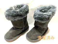 子供 キッズ ブーツ グレー スエードファーブーツ HOT BISCUITS