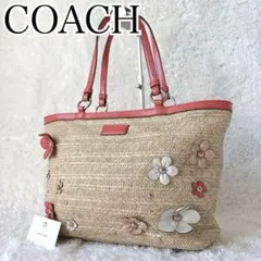Coach Tote bag Straw bag Flower Appliqueのサムネイル