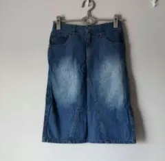 デニムブルー タイトスカートM ひざ丈スカート　デニム