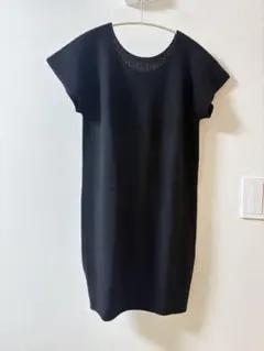 黒 チュニック丈 半袖 セーター
