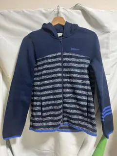 【adidas neo】アディダス ジップパーカー フリース 紺 ボーダー M