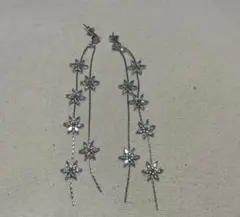 キュービックジルコニア ピアス シルバー 花モチーフ シルバー ロングピアス