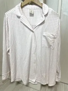 【新品未使用】ジェラートピケ　ギンガムチェック　ピンク系　パジャマ　シャツ