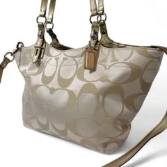 正規品 コーチ ハンドバッグ 2way ショルダー付き シグネチャー 肩掛け