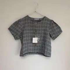 【新品タグ付】Cleluma ツイード 半袖ジャケット ブラック ミックス F