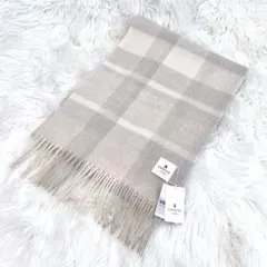 新品未使用 LANVIN en Bleu カシミヤチェックマフラー 美品 タグ付