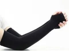 アームカバー UPF50+ 冷感アームカバー 紫外線対策 男女兼用 ブラック