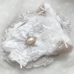 ぬい服　着ぐるみ　10〜12cm用　ホワイト ピンク ねこ チェーンフック付き