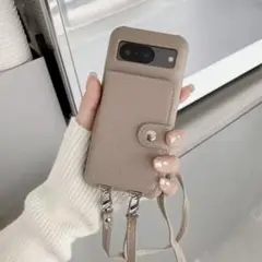 pixel9 ピクセル　スマホケース　スマホショルダー　ストラップ　ベージュ