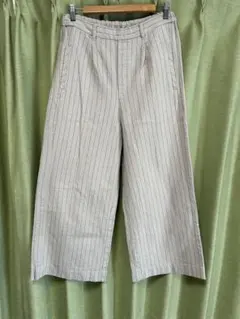 スタジオクリップ コットンリネンブッチャータックワイドパンツ アイボリーM