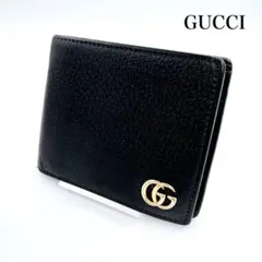 GUCCI　二つ折り財布　GGマーモント　コインウォレット　レザー　メンズ