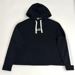 PUMA プーマ ショート丈 フーディ パーカー プルオーバー L ブラック