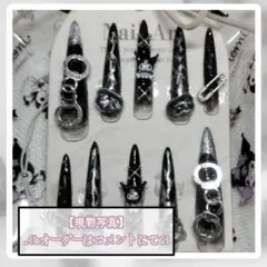 ✟地雷サブカル✞ 黒×シルバー ネイルチップ♥︎